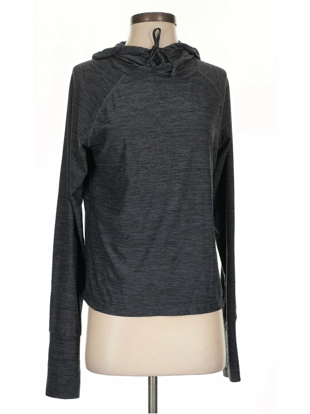 Nicole Miller Women's Active Dark Gray Hooded Long-Sleeve Top